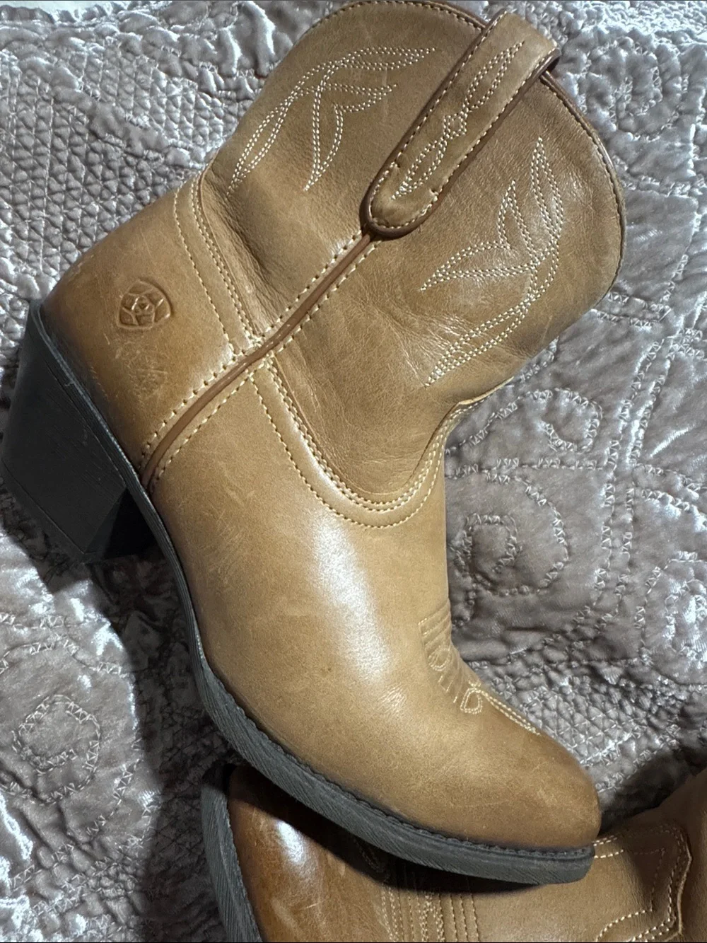 Ariat Tan Women's Western Ankle Boots with Side Zip - Picture 2 of 3